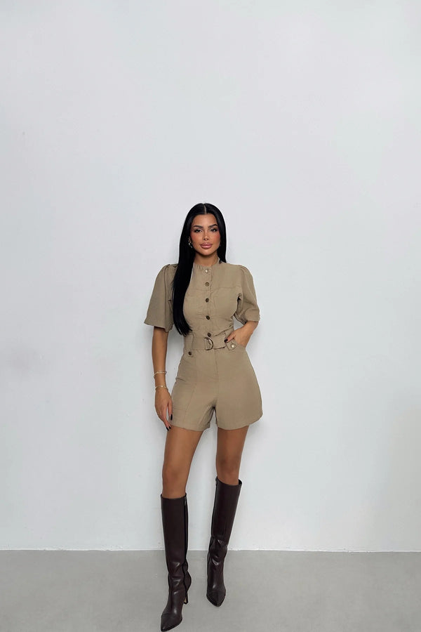 Chic Button-Front Utility Romper