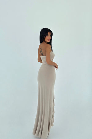 Lilas Strapless Ruched Maxi Dress