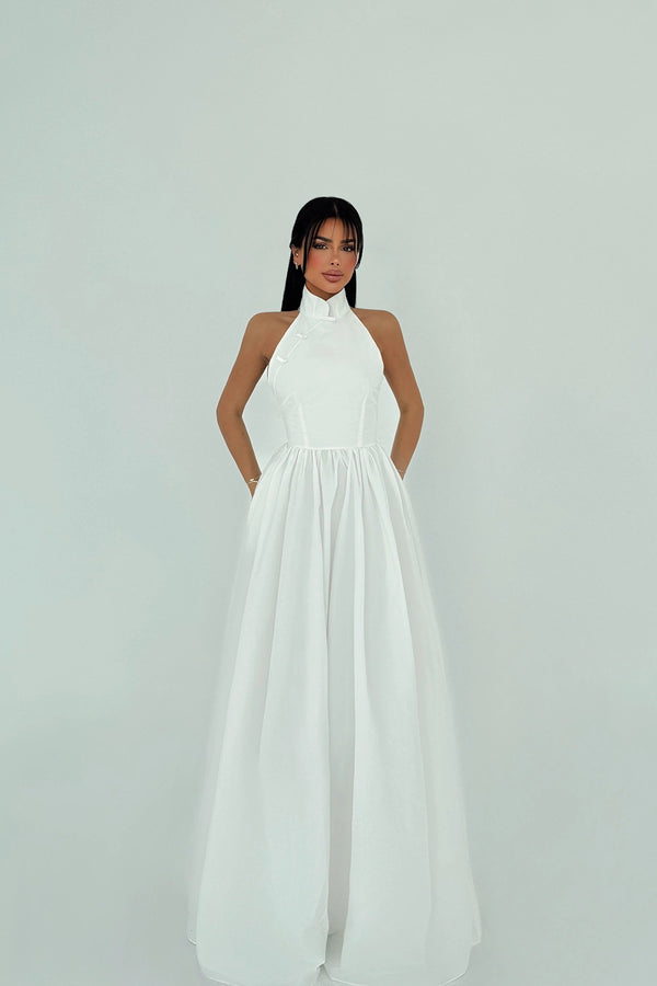 Ramblas Elegant Halter Neck Maxi Dress