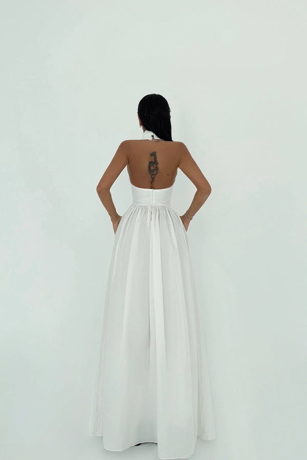 Ramblas Elegant Halter Neck Maxi Dress