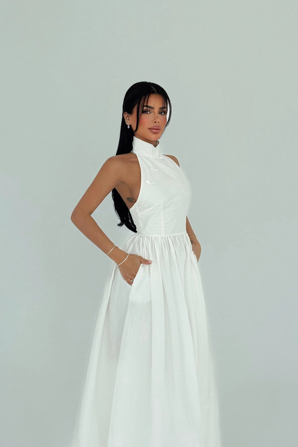 Ramblas Elegant Halter Neck Maxi Dress