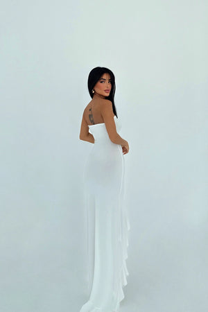 Lilas Strapless Ruched Maxi Dress