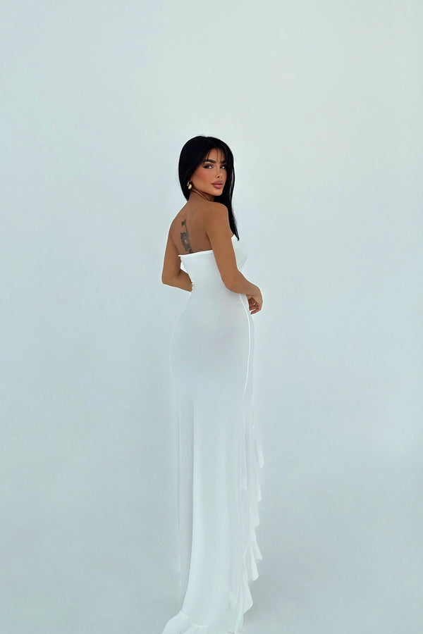 Lilas Strapless Ruched Maxi Dress