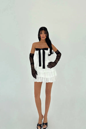 Ramblas Gloves Detailed Mini Ruffle Dress