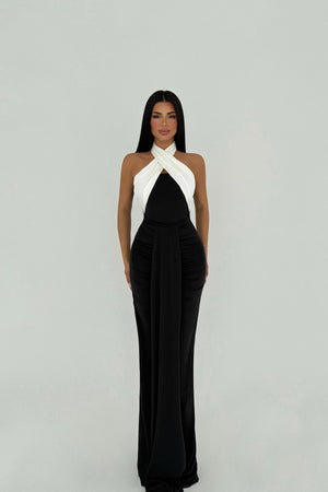 Aralia Cross-Front Halter Maxi Dress