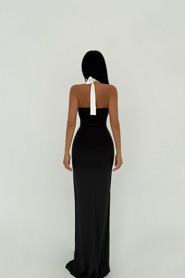 Aralia Cross-Front Halter Maxi Dress