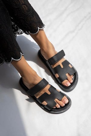 Farmer Velcro Printed Leather Slippers