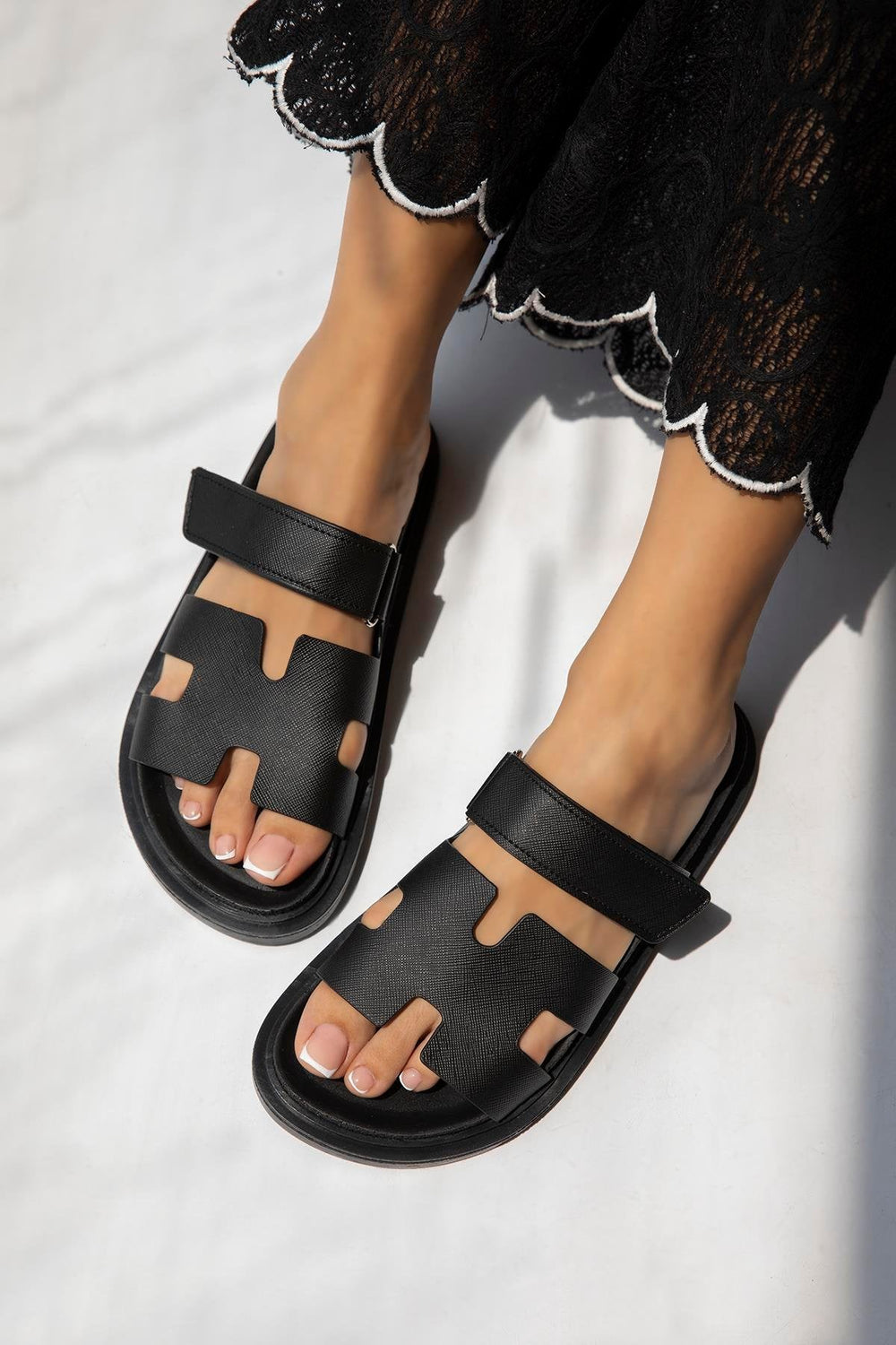 Farmer Velcro Printed Leather Slippers