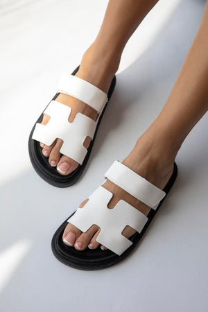 Farmer Velcro Printed Leather Slippers