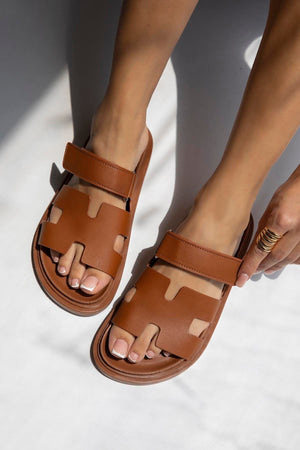 Farmer Velcro Printed Leather Slippers