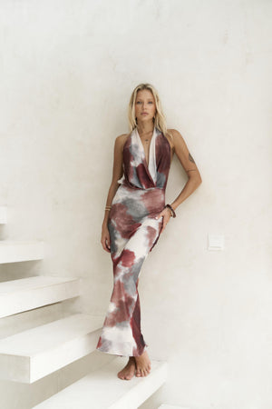 Draped Halter Maxi Dress