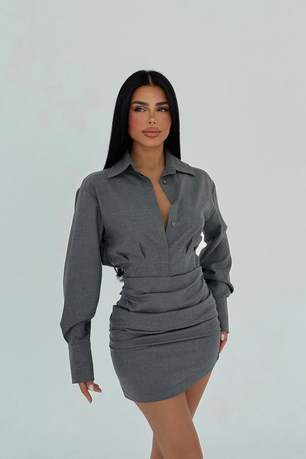 Chic Belted Shirt Dress