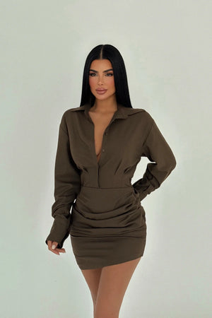 Chic Belted Shirt Dress