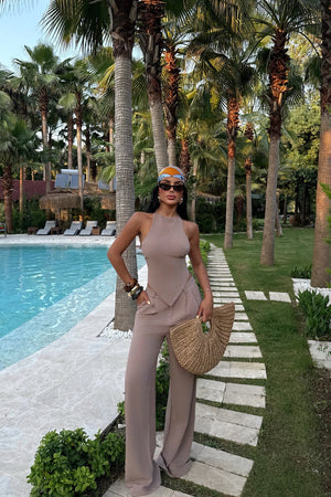 Elegant Halter Neck Wide-Leg Jumpsuit