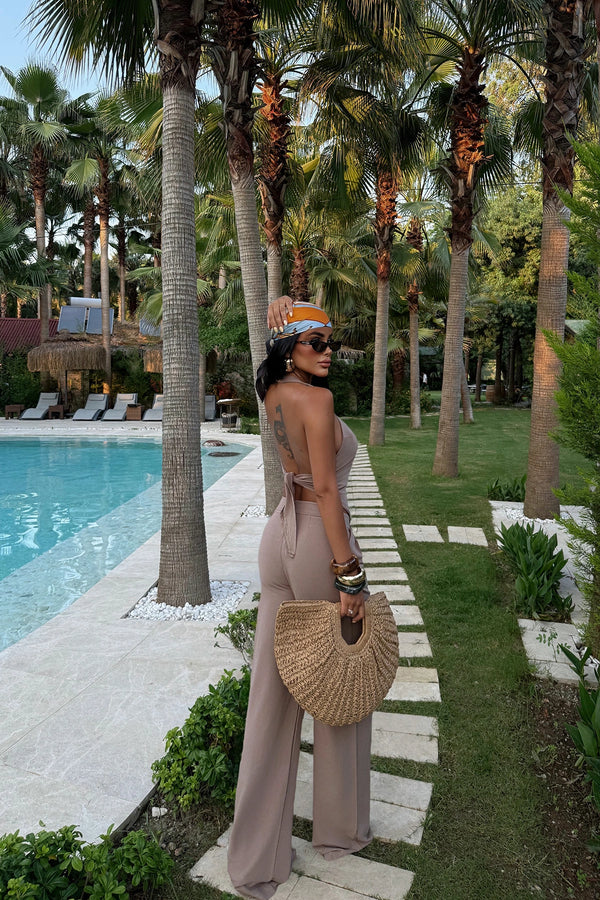 Elegant Halter Neck Wide-Leg Jumpsuit