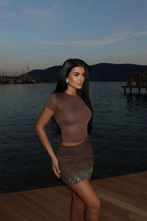 Sisu Stone Mini Skirt With Stones
