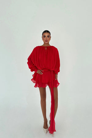 Salerno Blouson Silk Mini Dress