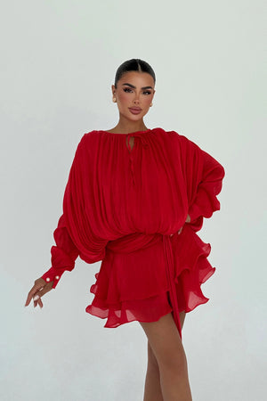 Salerno Blouson Silk Mini Dress