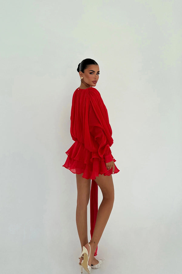 Salerno Blouson Silk Mini Dress