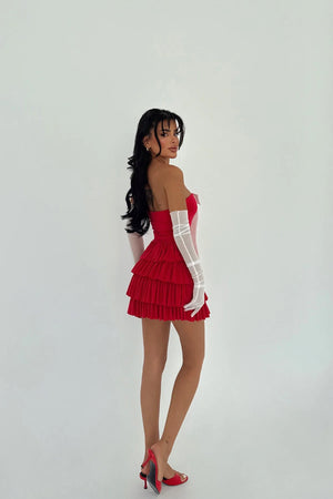 Ramblas Mini Ruffle Dress with Glove Detail