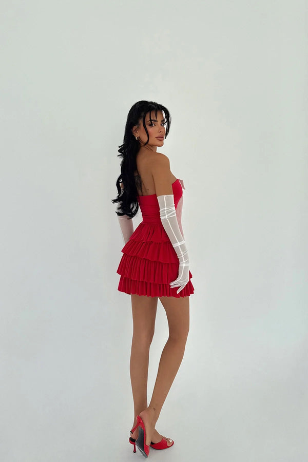 Ramblas Mini Ruffle Dress with Glove Detail