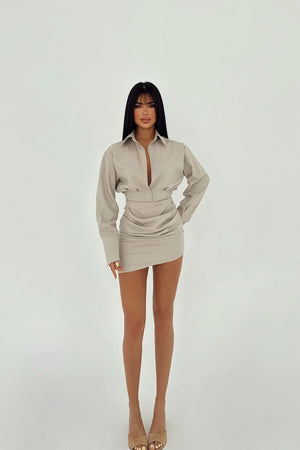 Chic Belted Shirt Dress