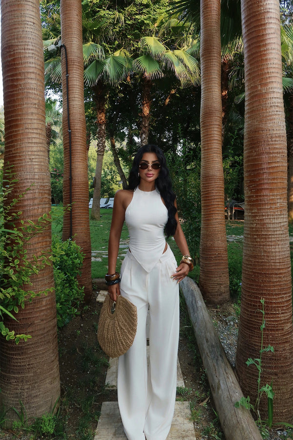 Elegant Halter Neck Wide-Leg Jumpsuit