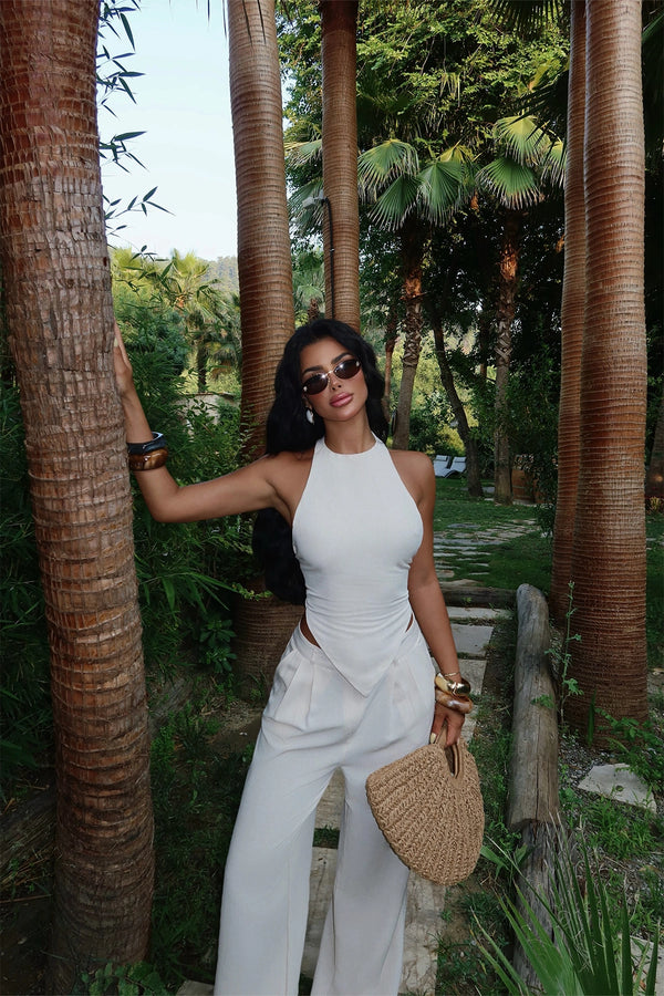 Elegant Halter Neck Wide-Leg Jumpsuit