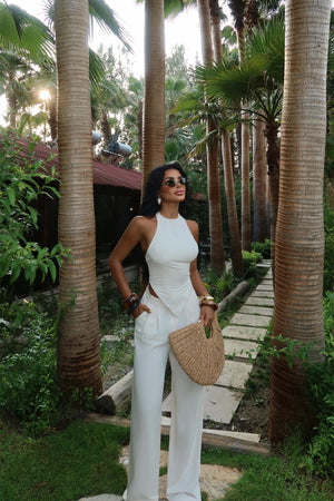 Elegant Halter Neck Wide-Leg Jumpsuit