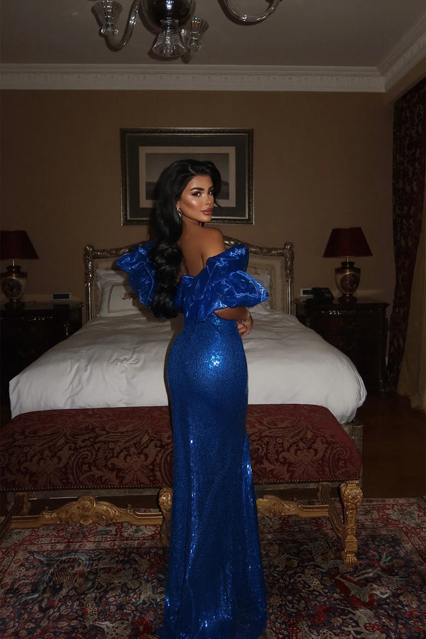 Strap Slit Detail Evening Dress
