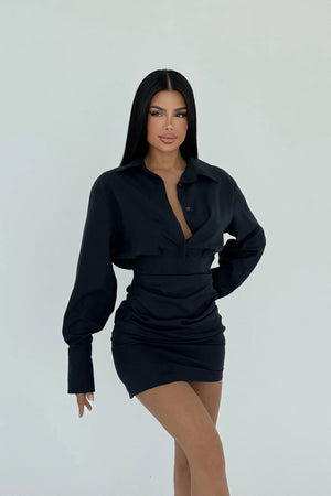 Chic Belted Shirt Dress