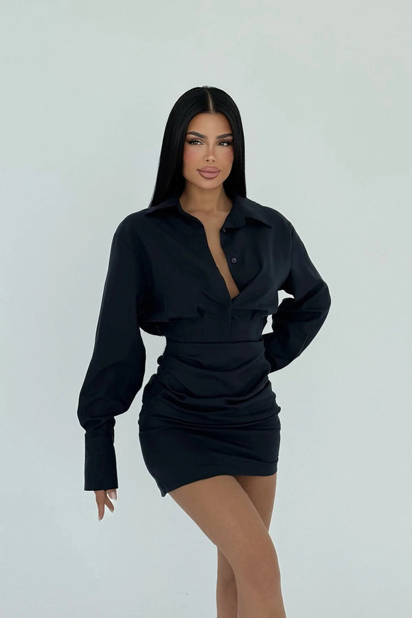 Chic Belted Shirt Dress