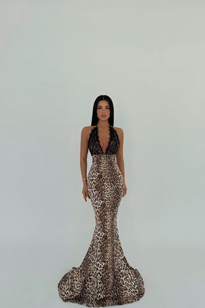Leopard Luiperd Lace Long Dress