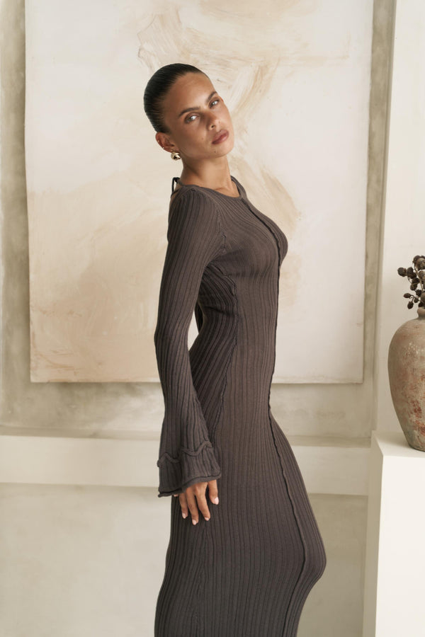 Matias Back Low-Cut Knitwear Maxi Dress