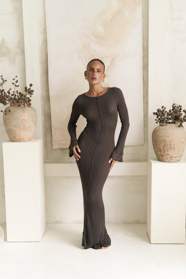 Matias Back Low-Cut Knitwear Maxi Dress