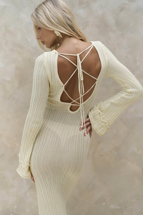 Matias Back Low-Cut Knitwear Maxi Dress
