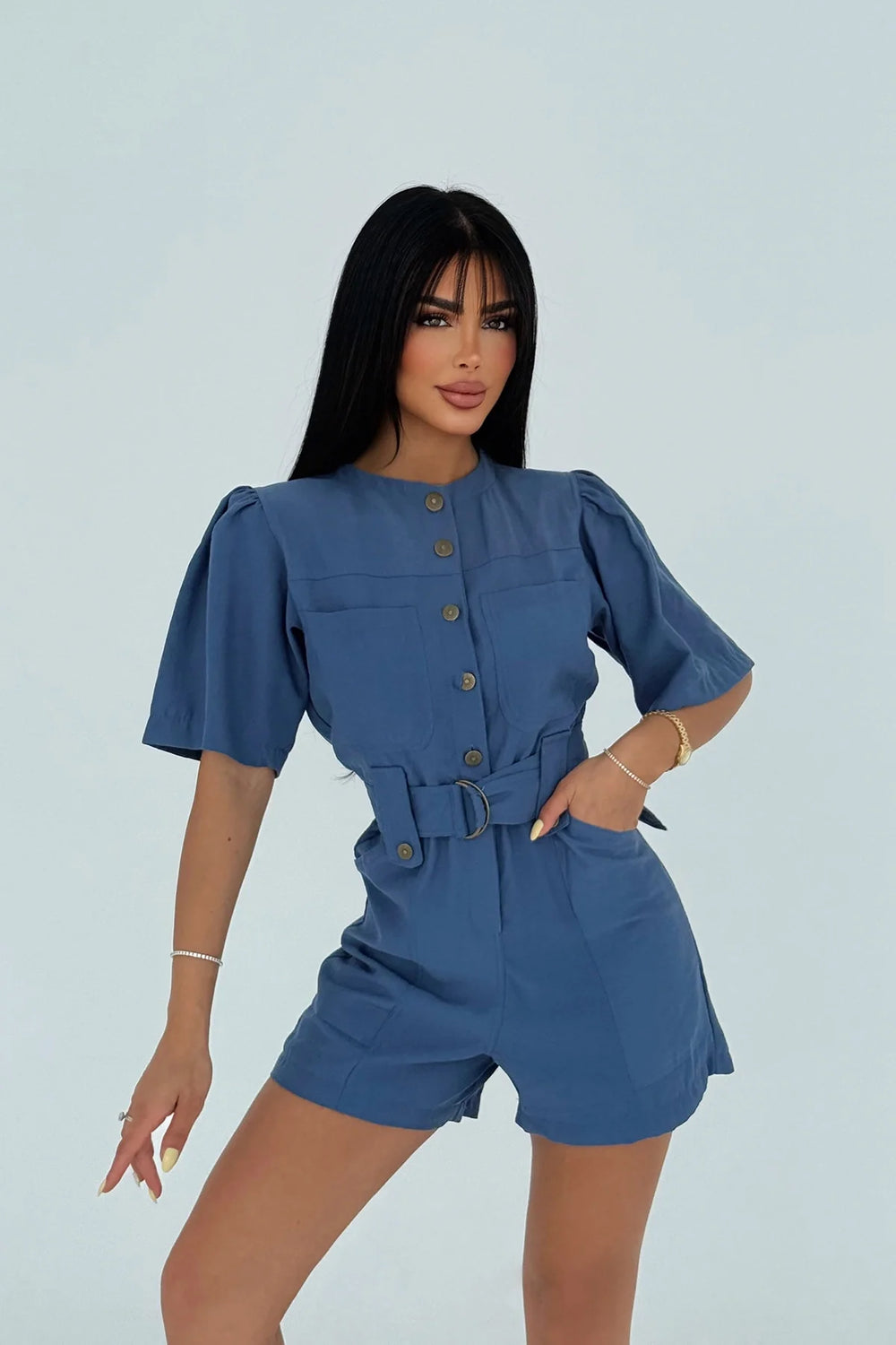 Chic Button-Front Utility Romper