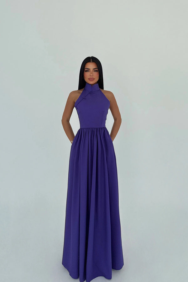 Ramblas Elegant Halter Neck Maxi Dress
