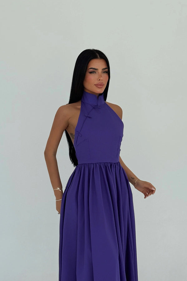 Ramblas Elegant Halter Neck Maxi Dress