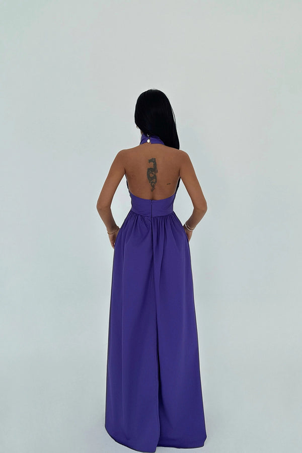 Ramblas Elegant Halter Neck Maxi Dress