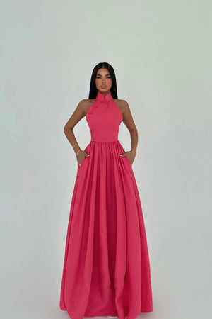 Ramblas Elegant Halter Neck Maxi Dress