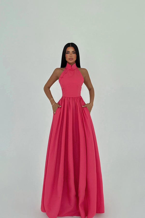 Ramblas Elegant Halter Neck Maxi Dress