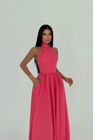 Ramblas Elegant Halter Neck Maxi Dress