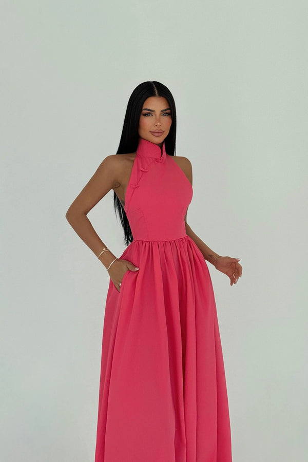 Ramblas Elegant Halter Neck Maxi Dress