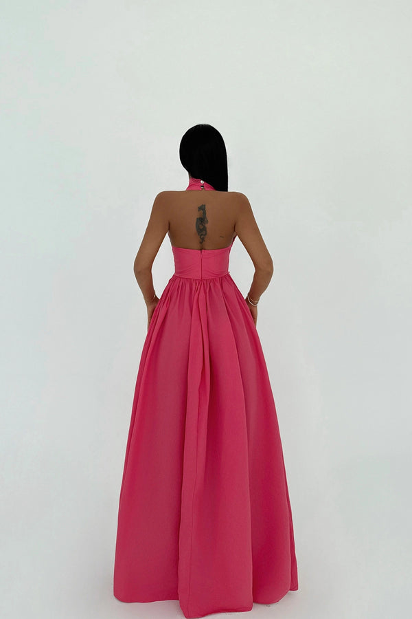 Ramblas Elegant Halter Neck Maxi Dress