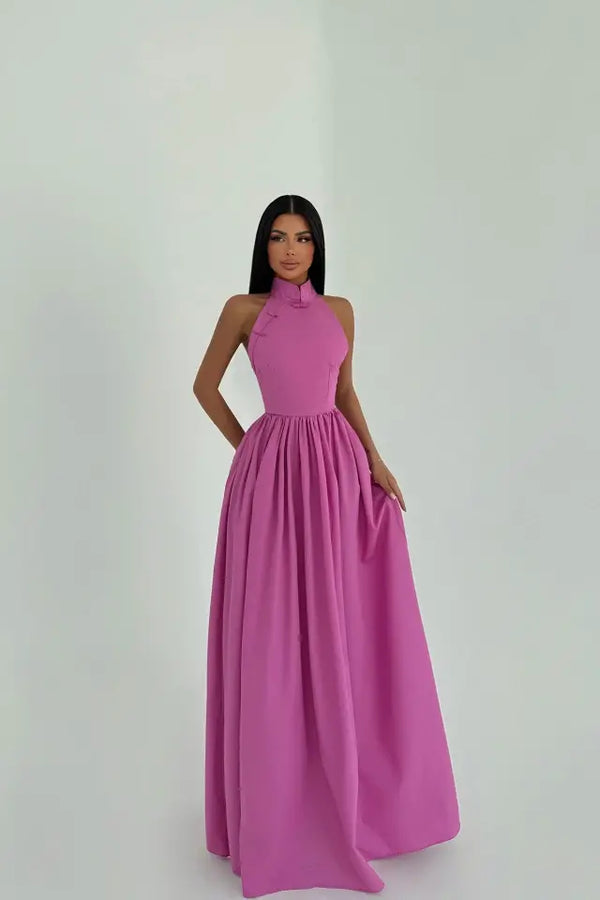 Ramblas Elegant Halter Neck Maxi Dress