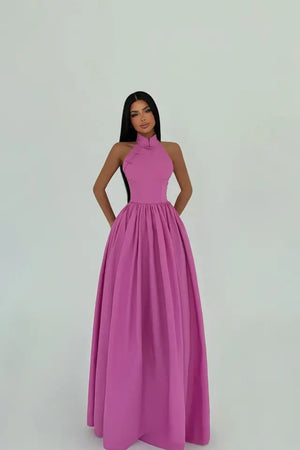 Ramblas Elegant Halter Neck Maxi Dress