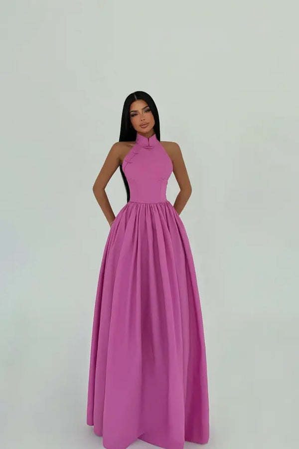 Ramblas Elegant Halter Neck Maxi Dress