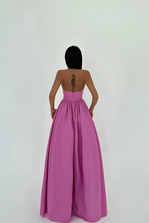 Ramblas Elegant Halter Neck Maxi Dress