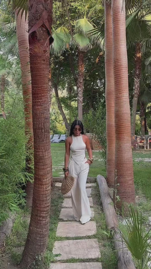 Elegant Halter Neck Wide-Leg Jumpsuit